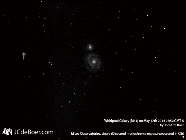 M51, Whirlpool Galaxy. Photo with Micro Observatory telescope Ben