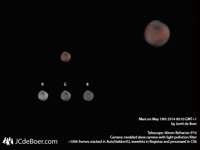 Mars with xbox webcam through 90mm achromatic refractor.