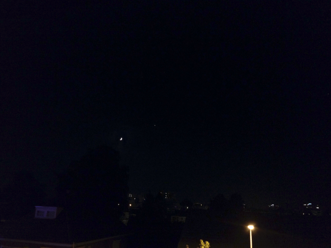 The Moon, Jupiter and if you look carefully, Pollux and a double star next to it