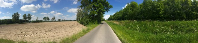 Panorama photo I took when I went cycling. About 50 meters ahead is the German border. 