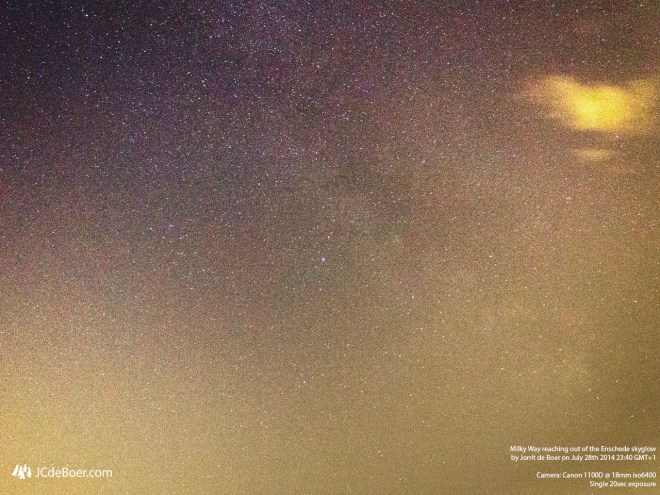 Milky Way reaching out of the Enschede skyglow